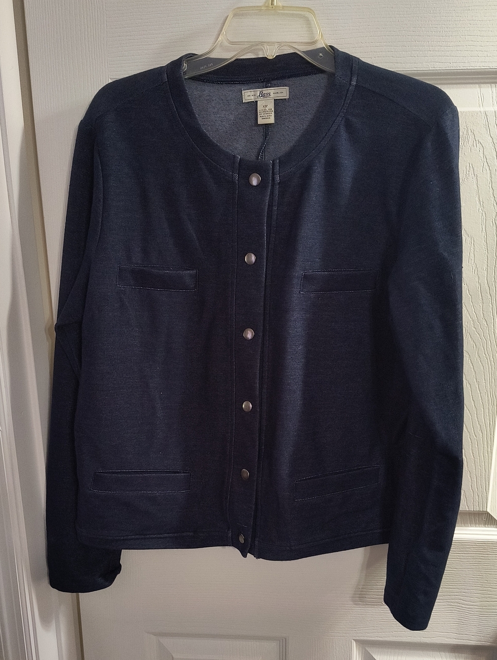 Bass Dark Navy Snap-Front Knit Jacket